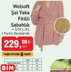 WELSOFT ŞAL YAKA FİTİLLİ SABAHLIK WELSOFT ŞAL YAKA FİTİLLİ SABAHLIK